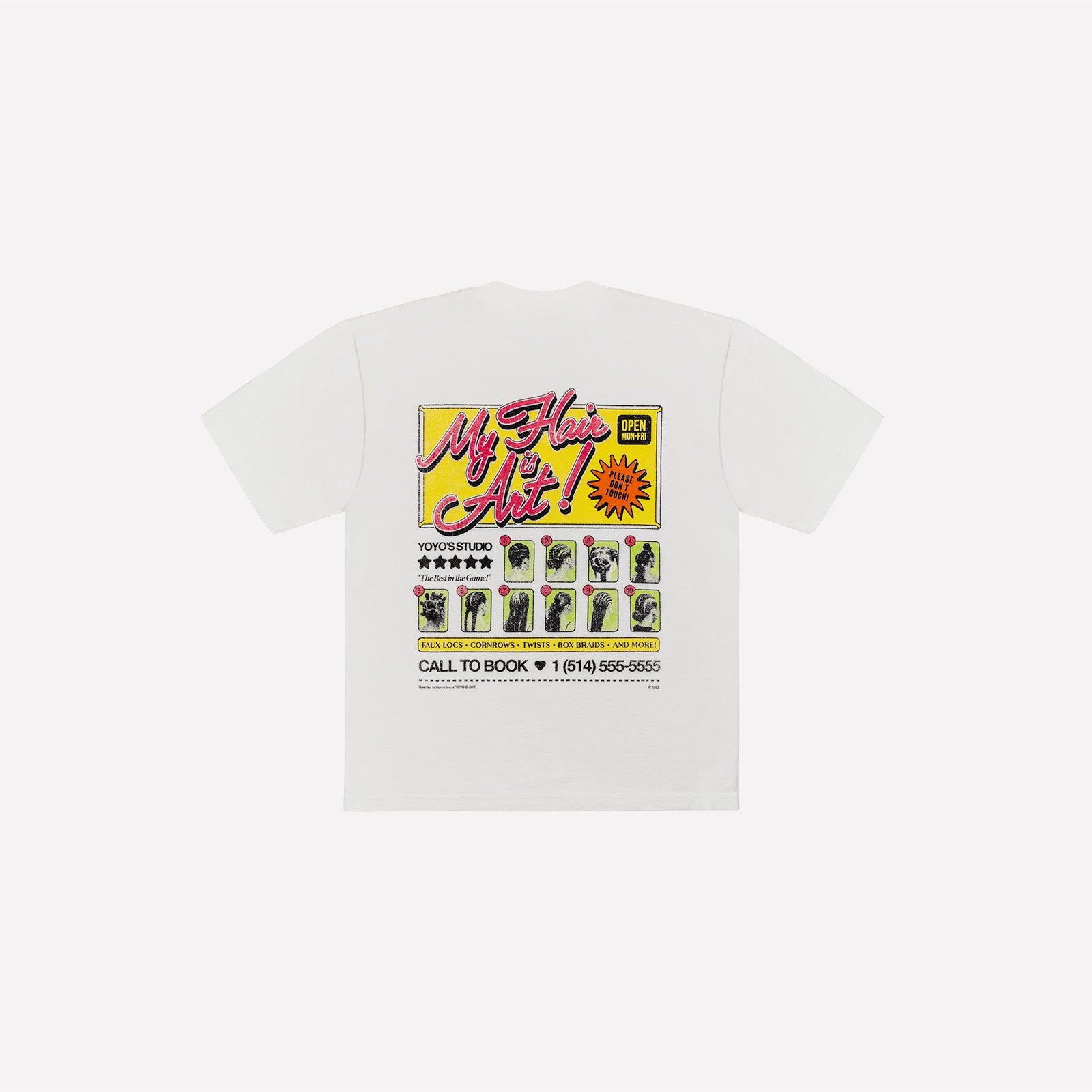 YOYO DID IT x QUARTIER IS HOME - "MY HAIR IS ART" T-SHIRT (OFF-WHITE)